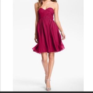 Donna Morgan Strapless Silk Chiffon Dress Bridesmaid Color Berry